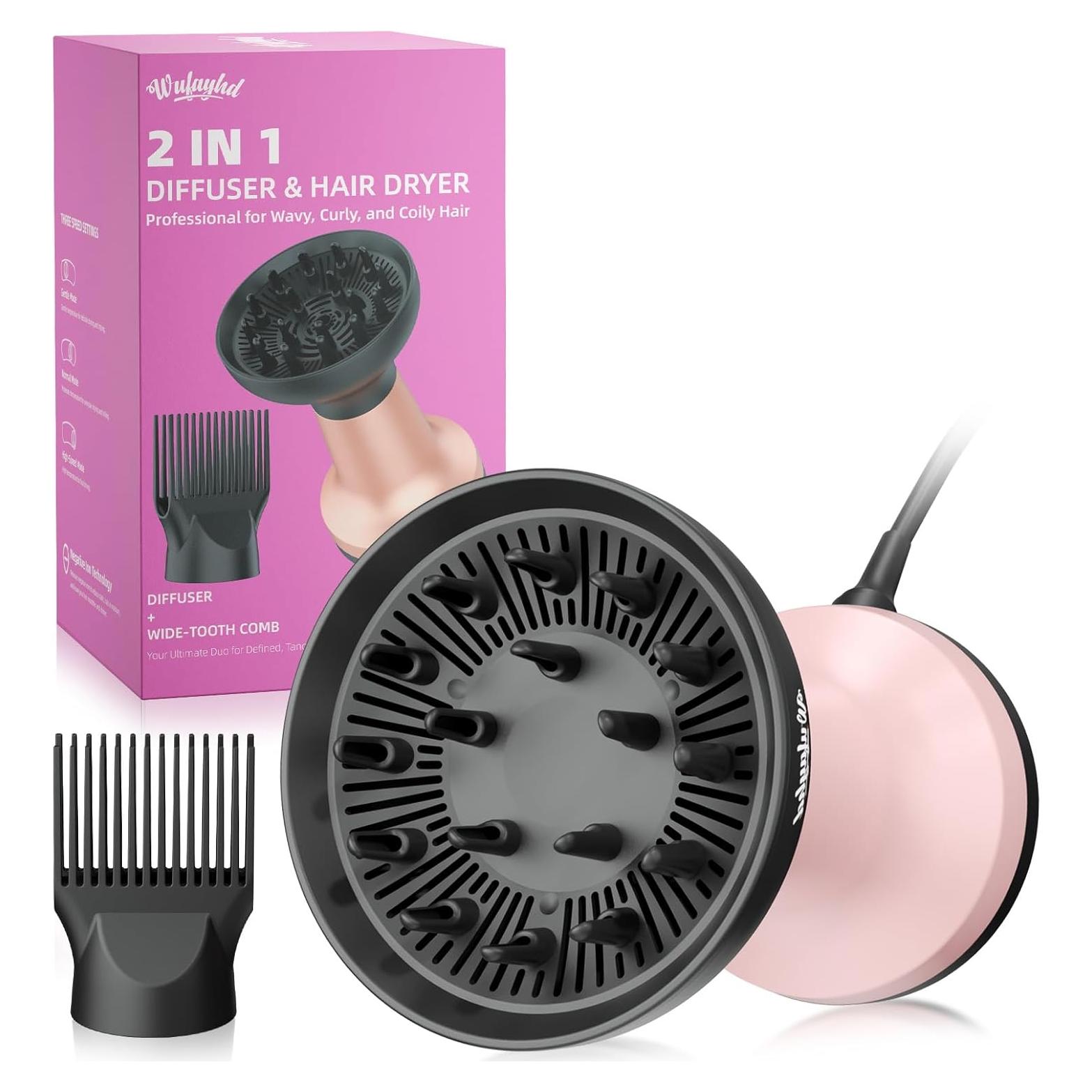 Secador de pelo iónico WUFAYHD 1875W con difusor y peine