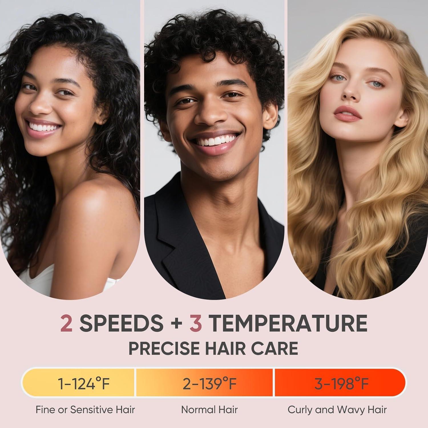 Secador de pelo iónico WUFAYHD 1875W con difusor y peine