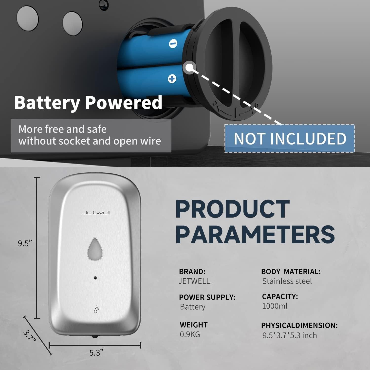 Secador de Manos Jetwell JW2902 con Dispensador Automático de Jabón 1000ml