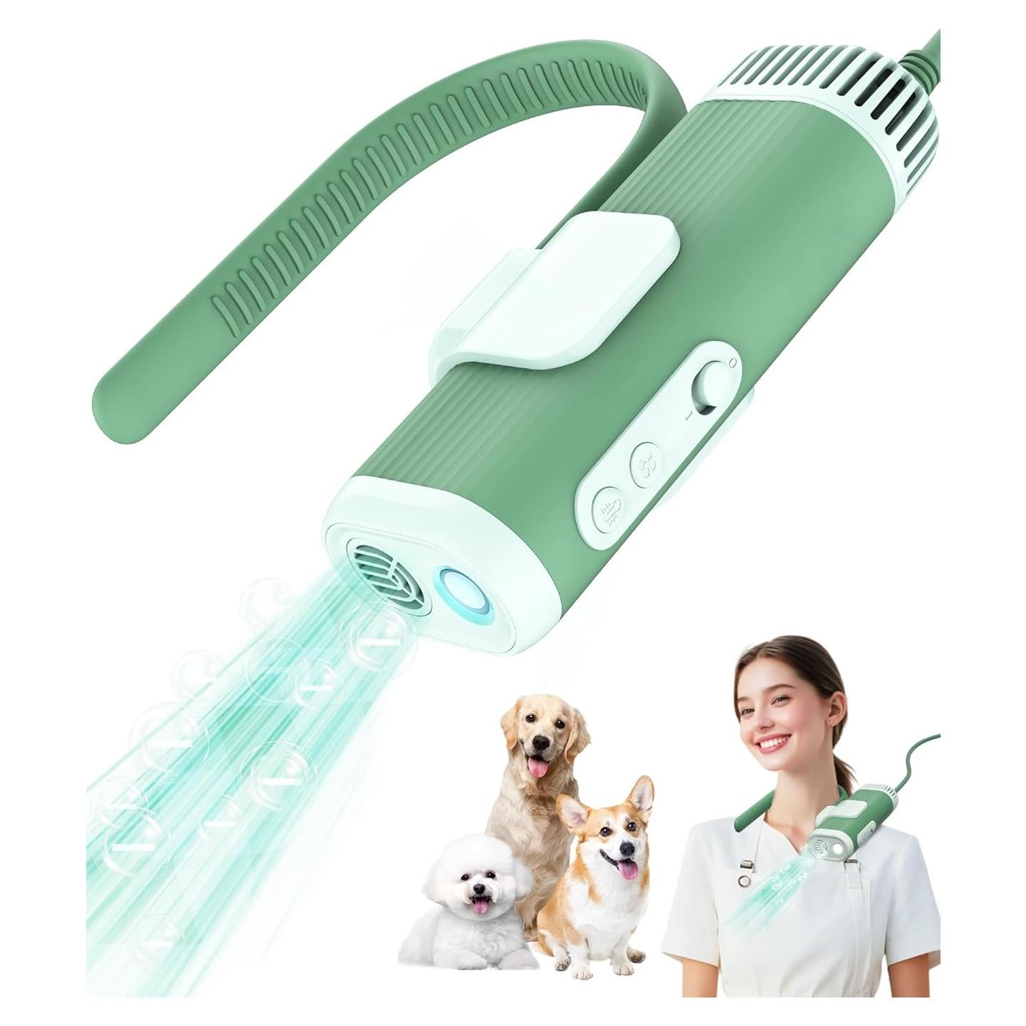 Secador de Pelo Manos Libres NRYDEPET Verde 950W Ajustable