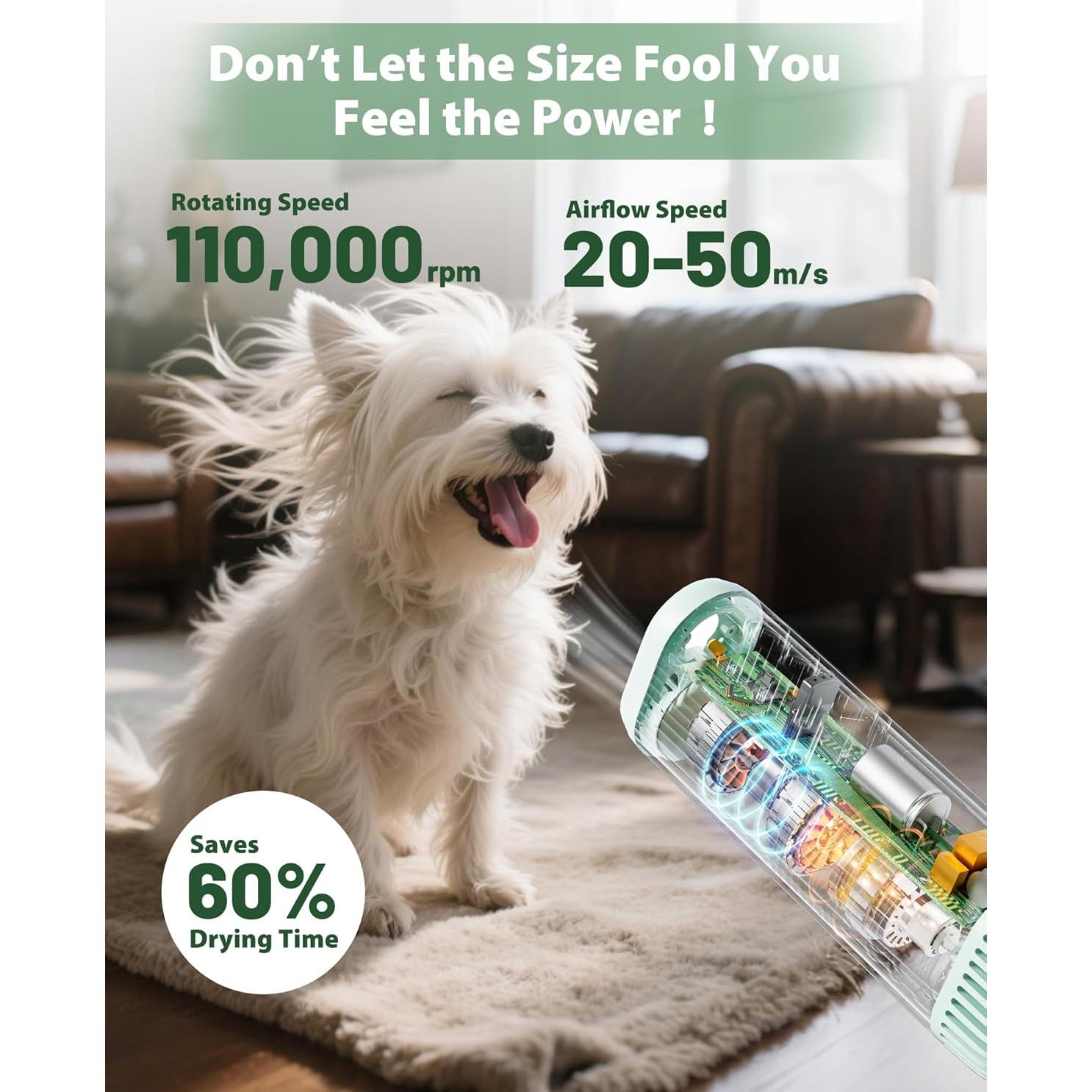 Secador de Pelo Manos Libres NRYDEPET Verde 950W Ajustable