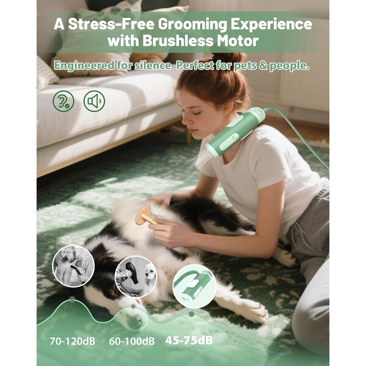 Secador de Pelo Manos Libres NRYDEPET Verde 950W Ajustable