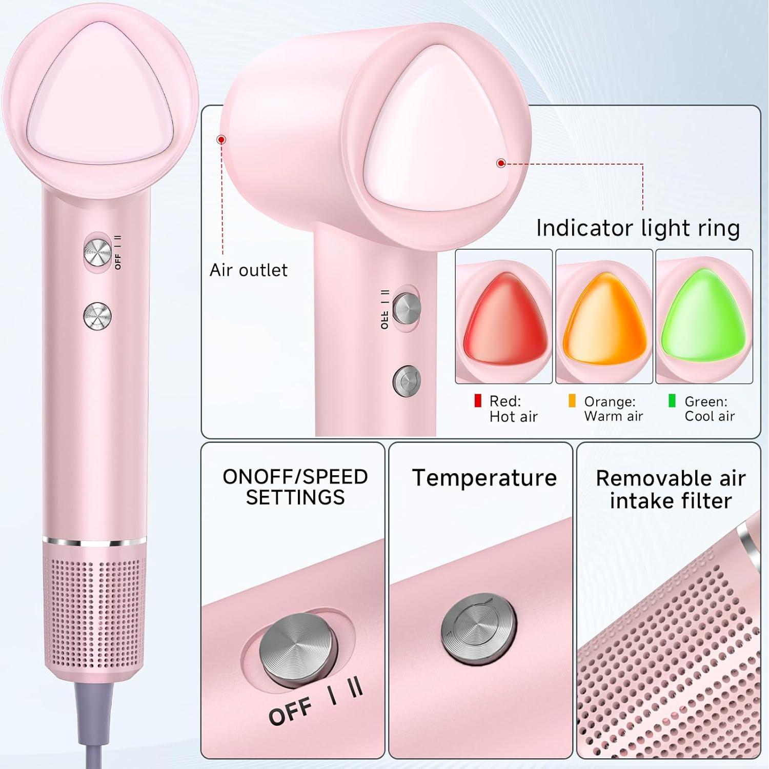 Secador de Pelo Iónico Profesional YSATERY 160000 RPM Rosa
