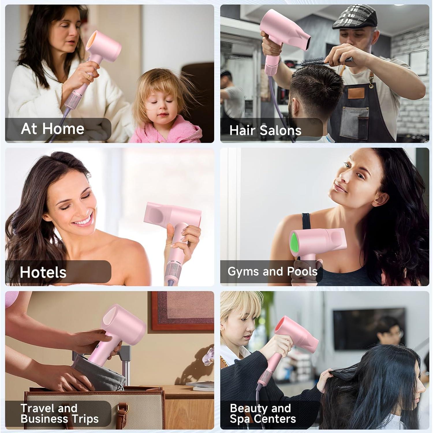 Secador de Pelo Iónico Profesional YSATERY 160000 RPM Rosa