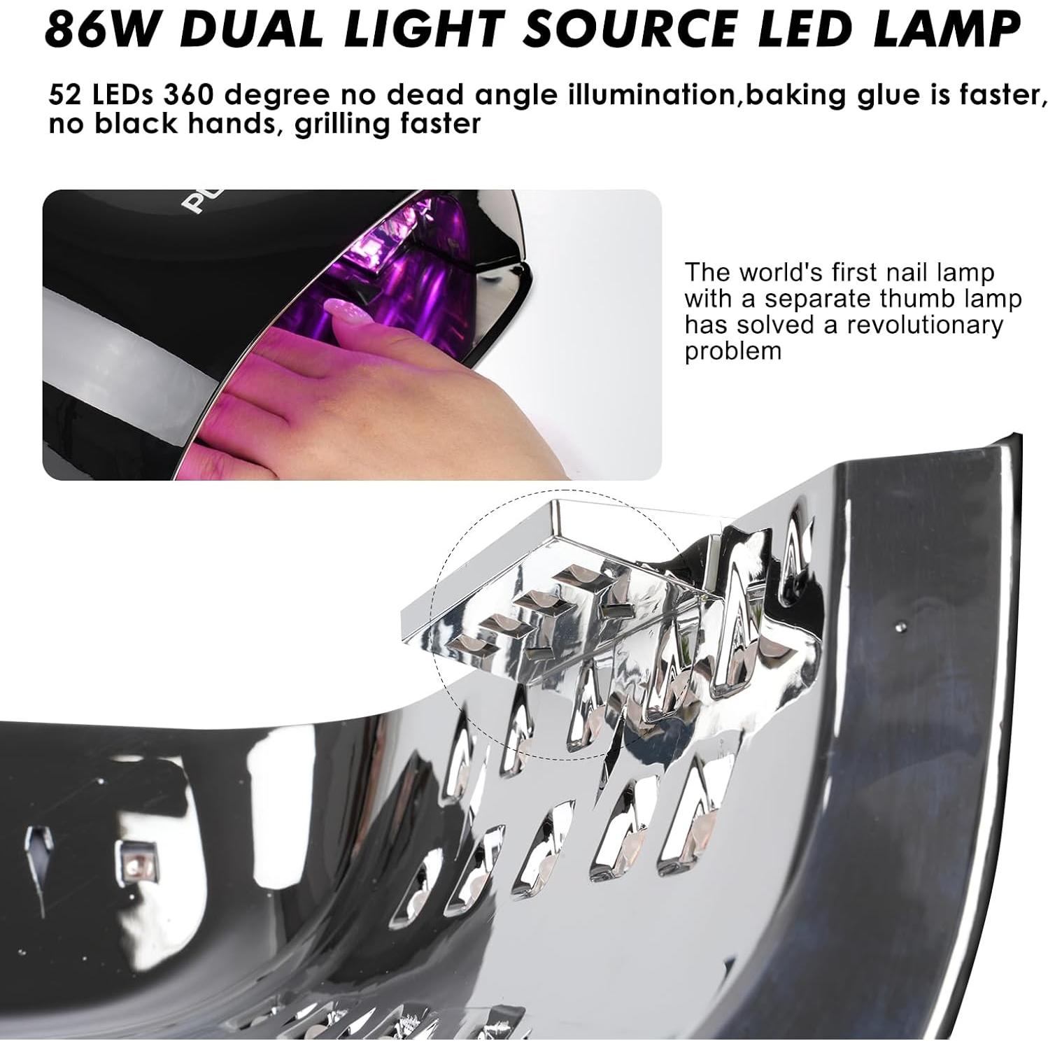 Lámpara de Uñas UV LED Recargable PURTATO JC-22 52 Perlas