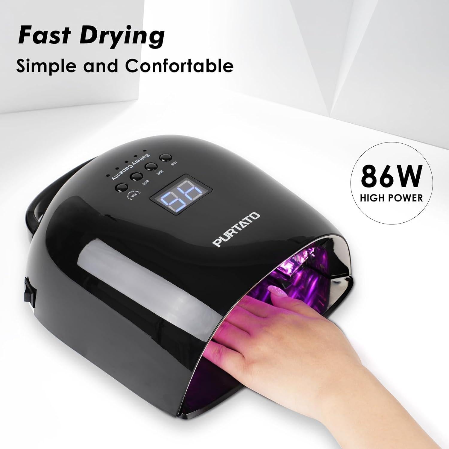 Lámpara de Uñas UV LED Recargable PURTATO JC-22 52 Perlas