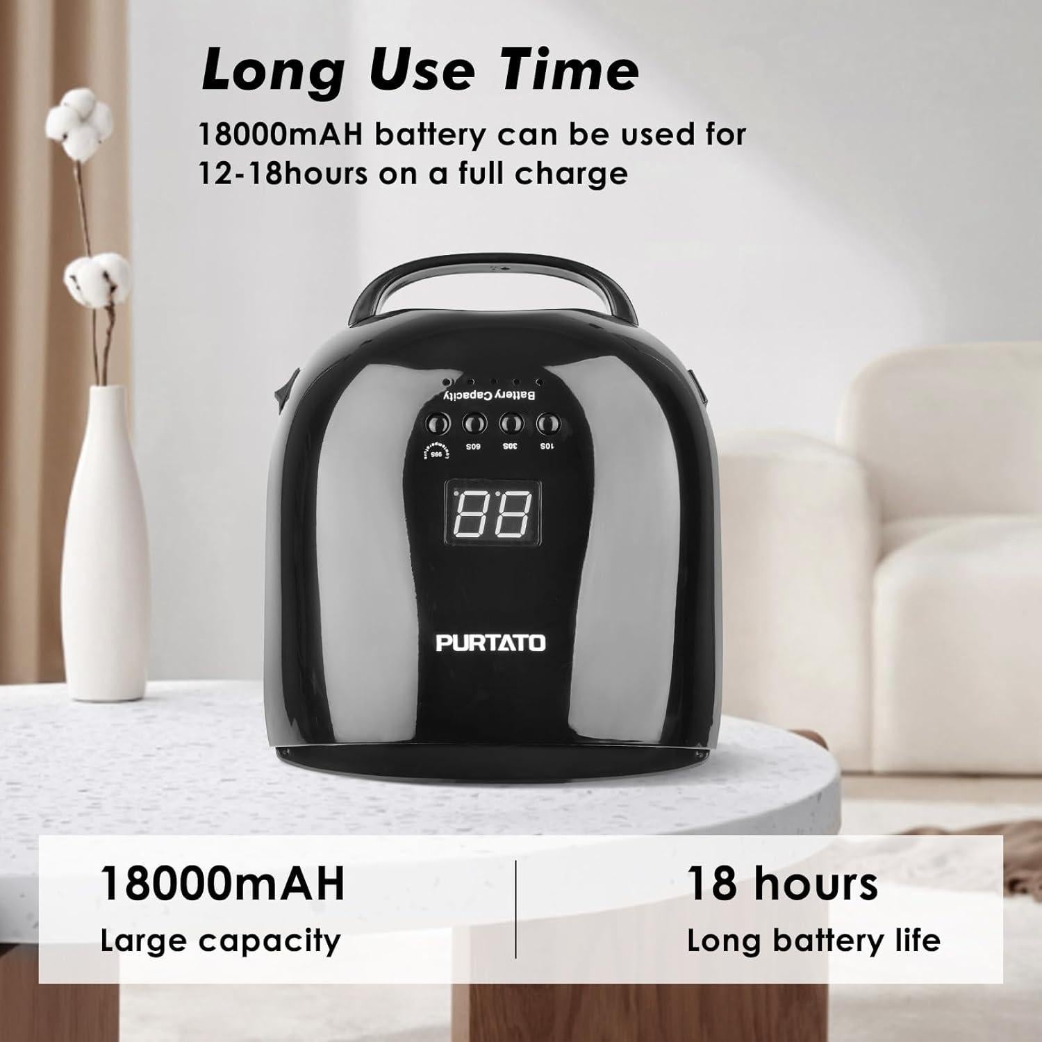 Lámpara de Uñas UV LED Recargable PURTATO JC-22 52 Perlas