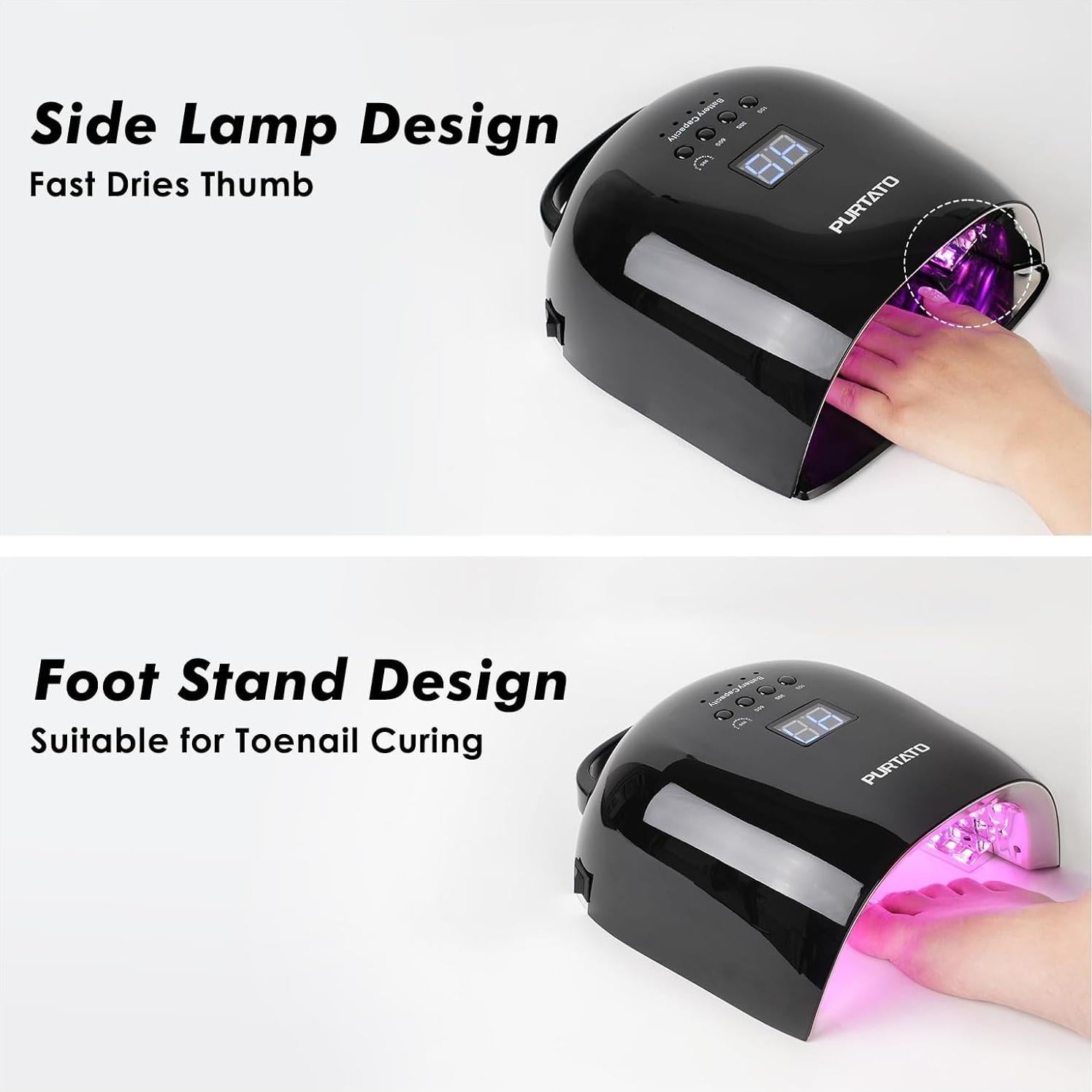 Lámpara de Uñas UV LED Recargable PURTATO JC-22 52 Perlas