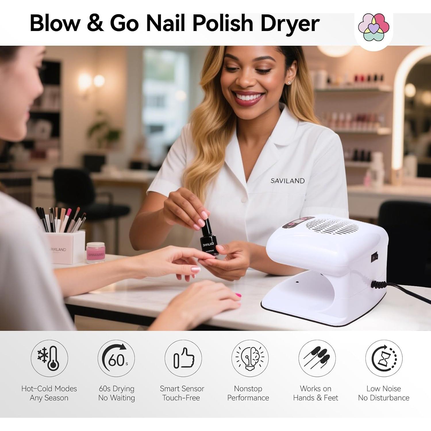 Secador de Uñas SAVILAND 300W con Sensor Automático y Doble Aire