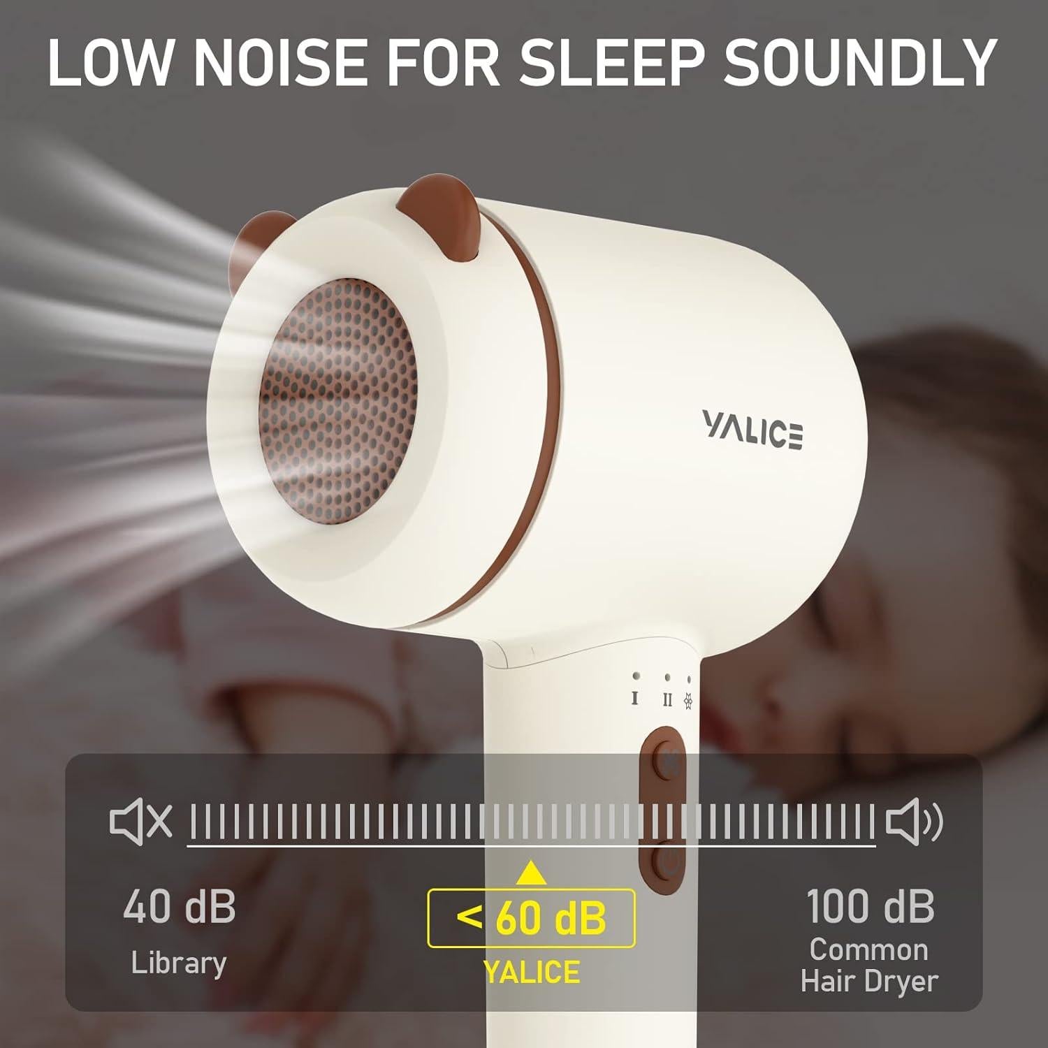 Secador de pelo inalámbrico para bebés YALICE, 100W, 3 modos