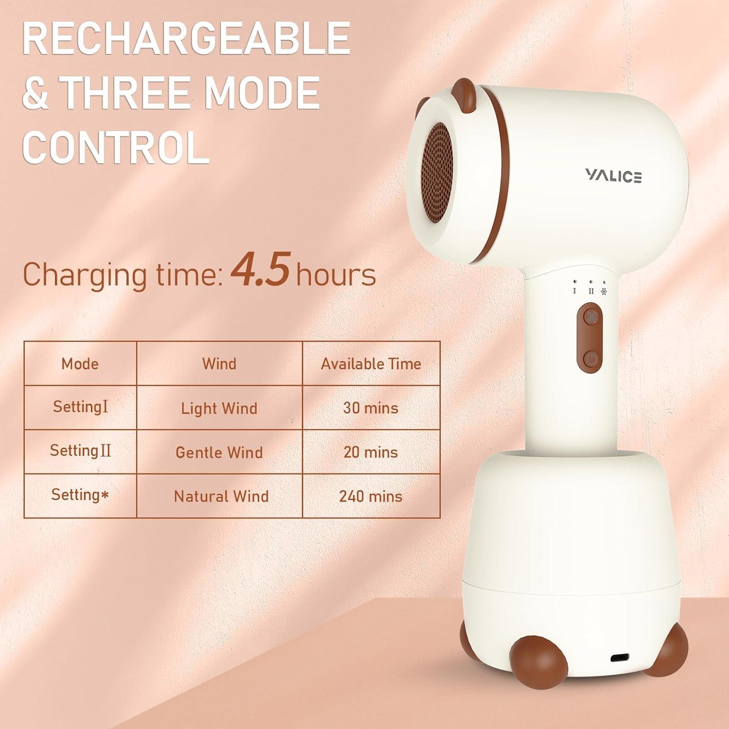 Secador de pelo inalámbrico para bebés YALICE, 100W, 3 modos