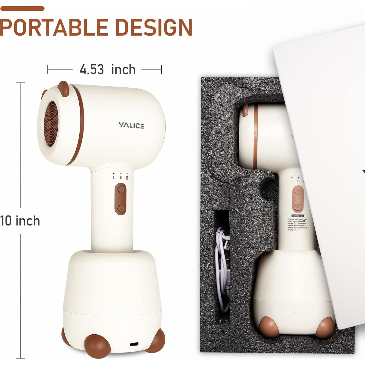 Secador de pelo inalámbrico para bebés YALICE, 100W, 3 modos