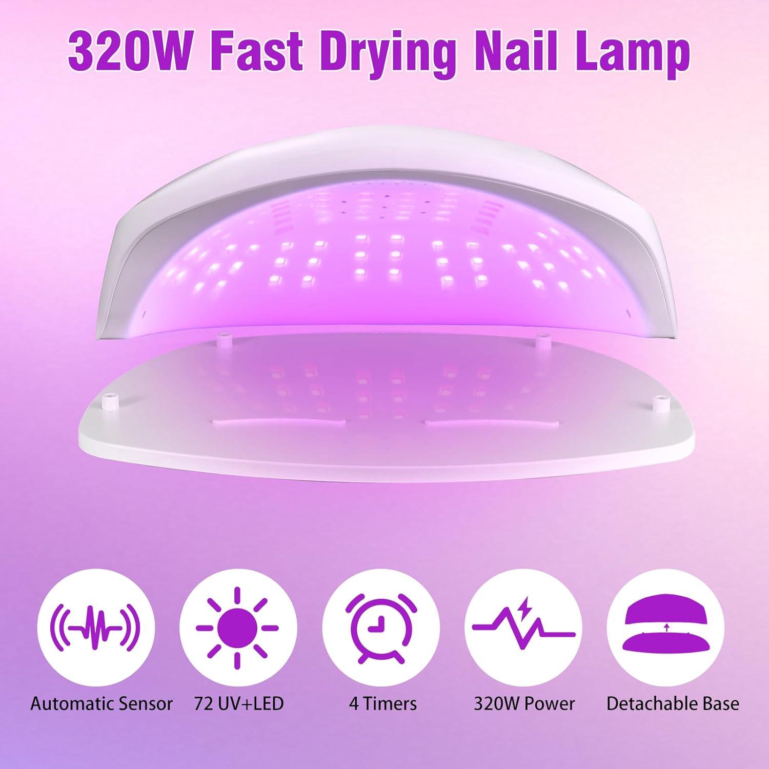 Lámpara de Uñas LED 320W Soiiw con Sensor Automático y 4 Temporizadores