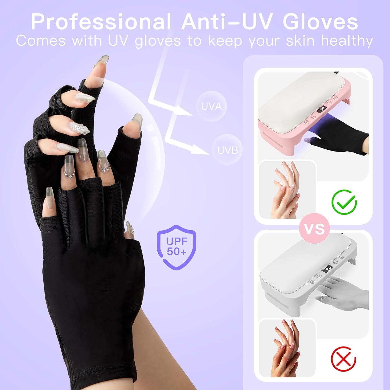 Lámpara de Uñas UV Madenia con Reposabrazos y Guantes, Rosa