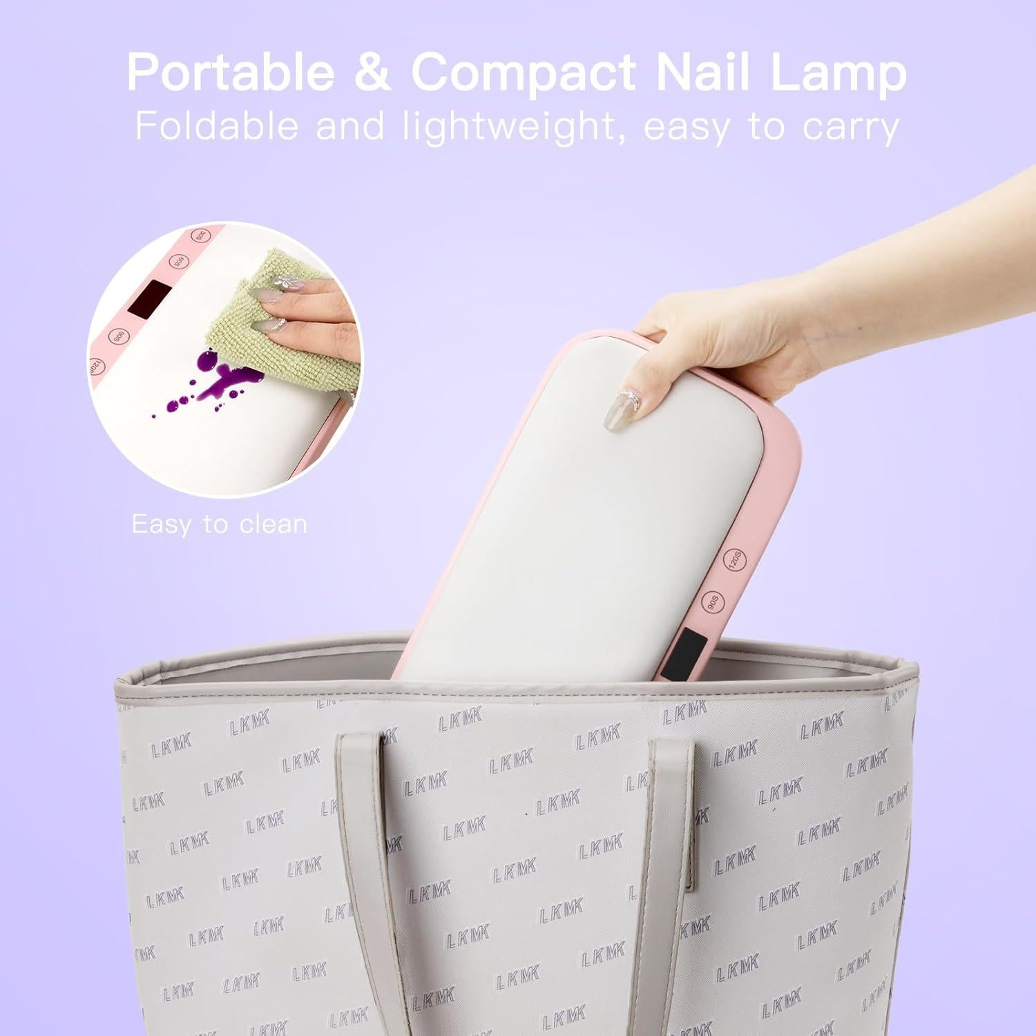 Lámpara de Uñas UV Madenia con Reposabrazos y Guantes, Rosa