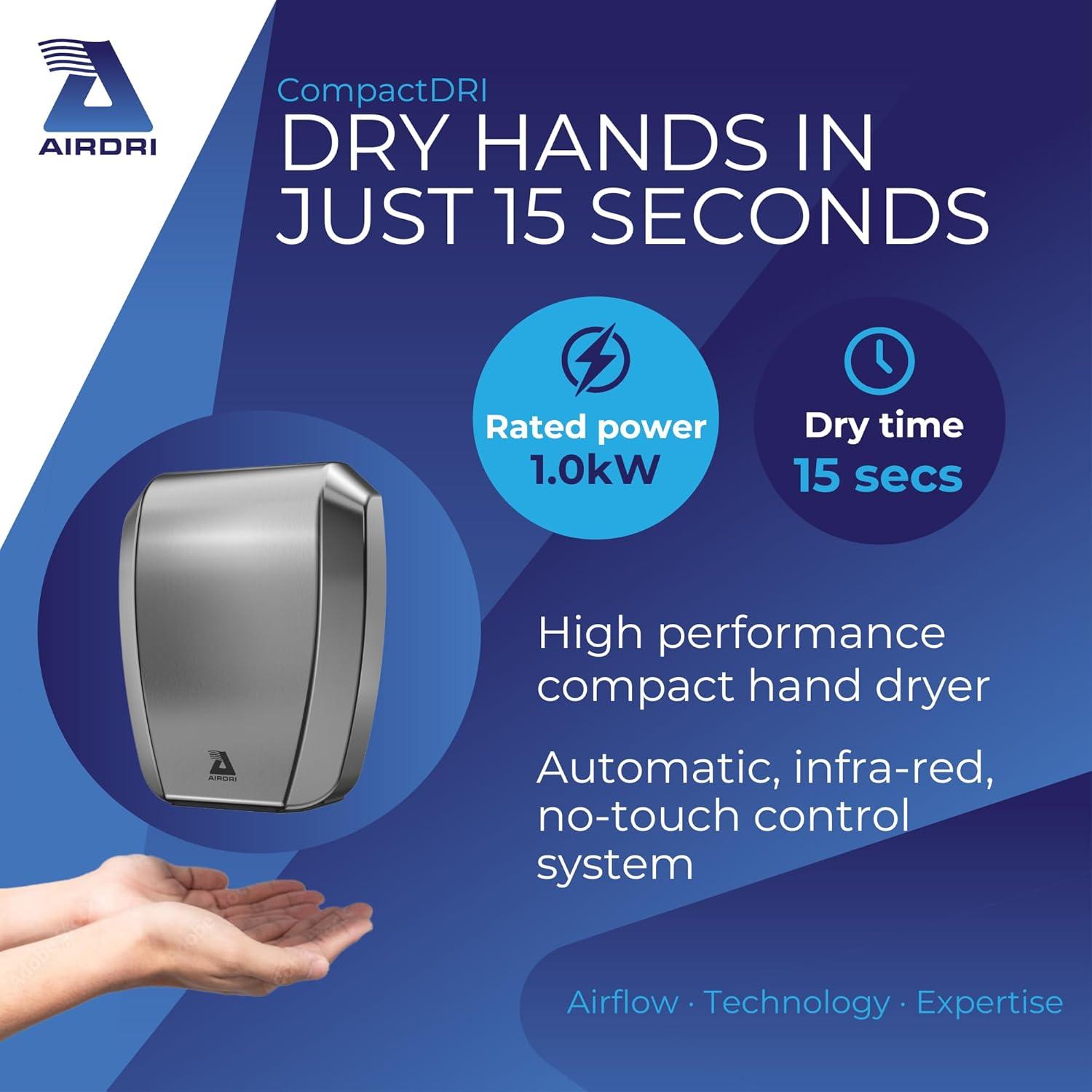 Secador de Manos Automático AIRDRI CompactDRI - 1.0kW - 15s Secado