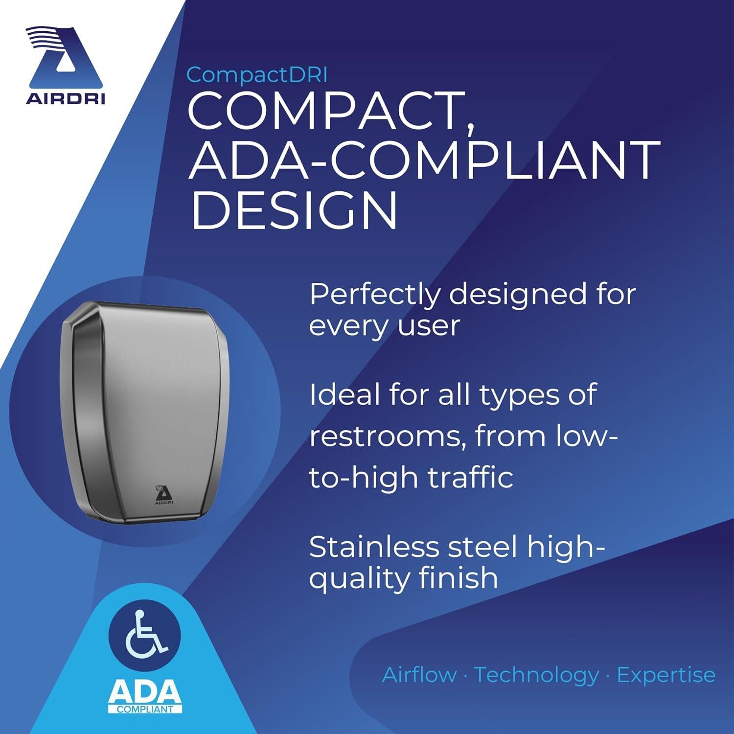 Secador de Manos Automático AIRDRI CompactDRI - 1.0kW - 15s Secado