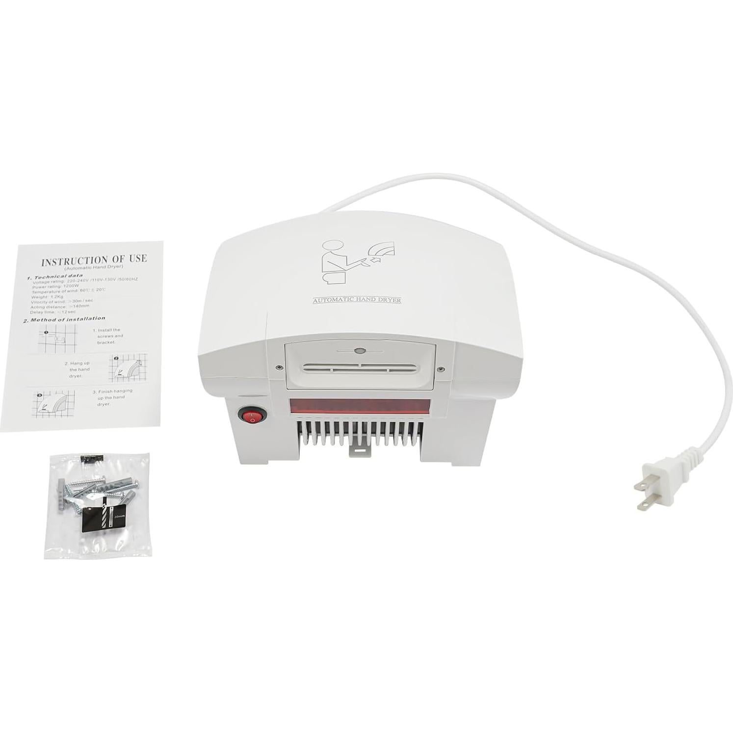 Secador de Manos Automático Bathrena 1200W Infrarrojo ABS