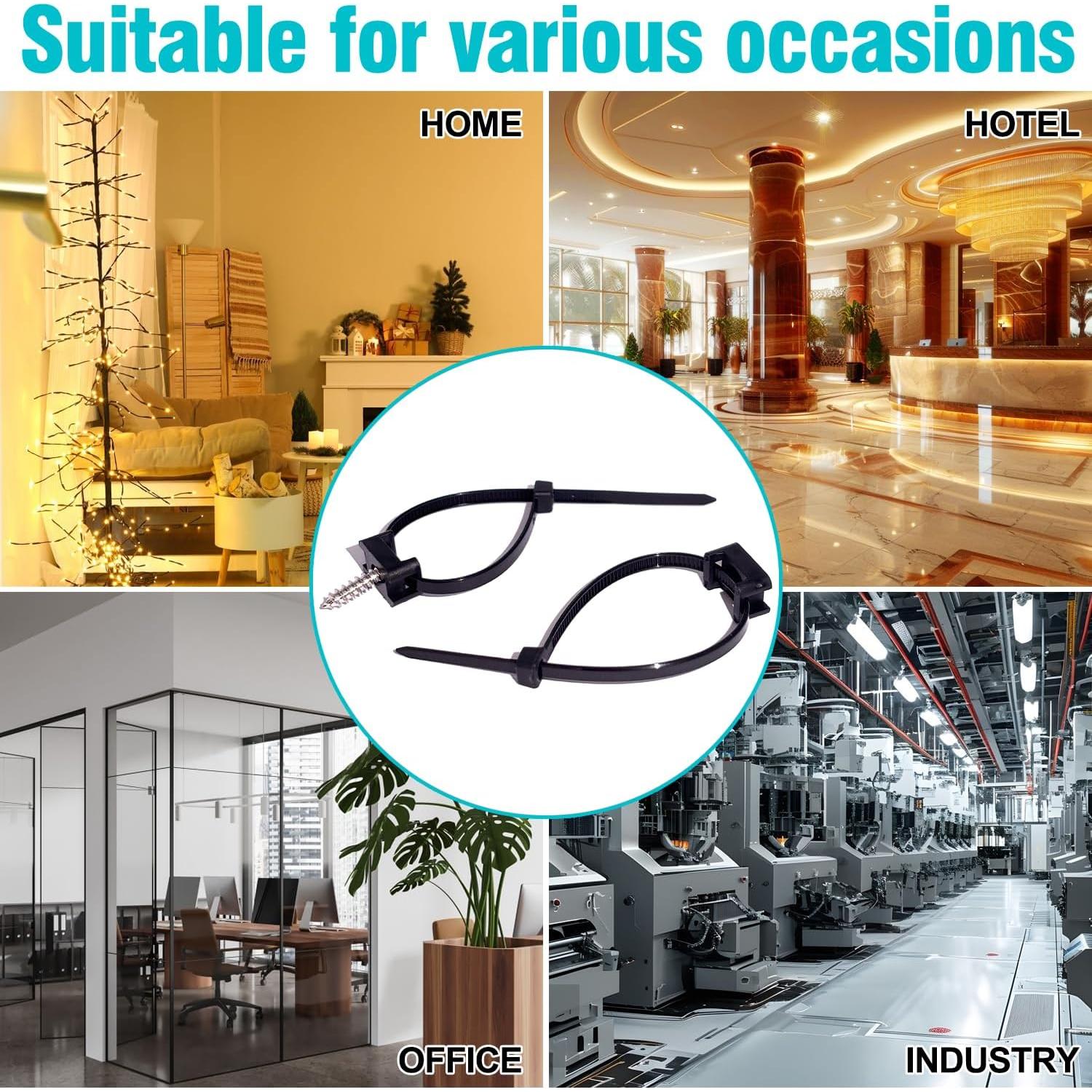 Kit de Montaje de Bridas de Cable VZTOLKUR - 55 Piezas Negro