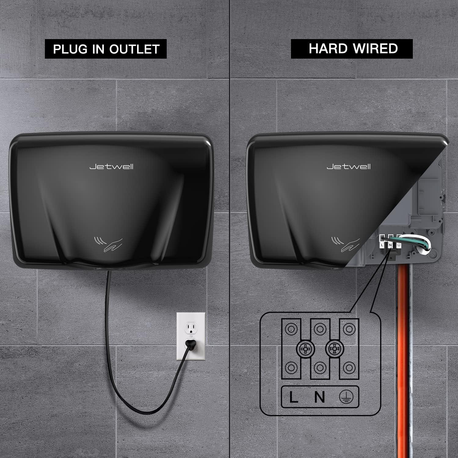 Secador de Manos Automático JETWELL JW2803 Negro - Acero Inoxidable