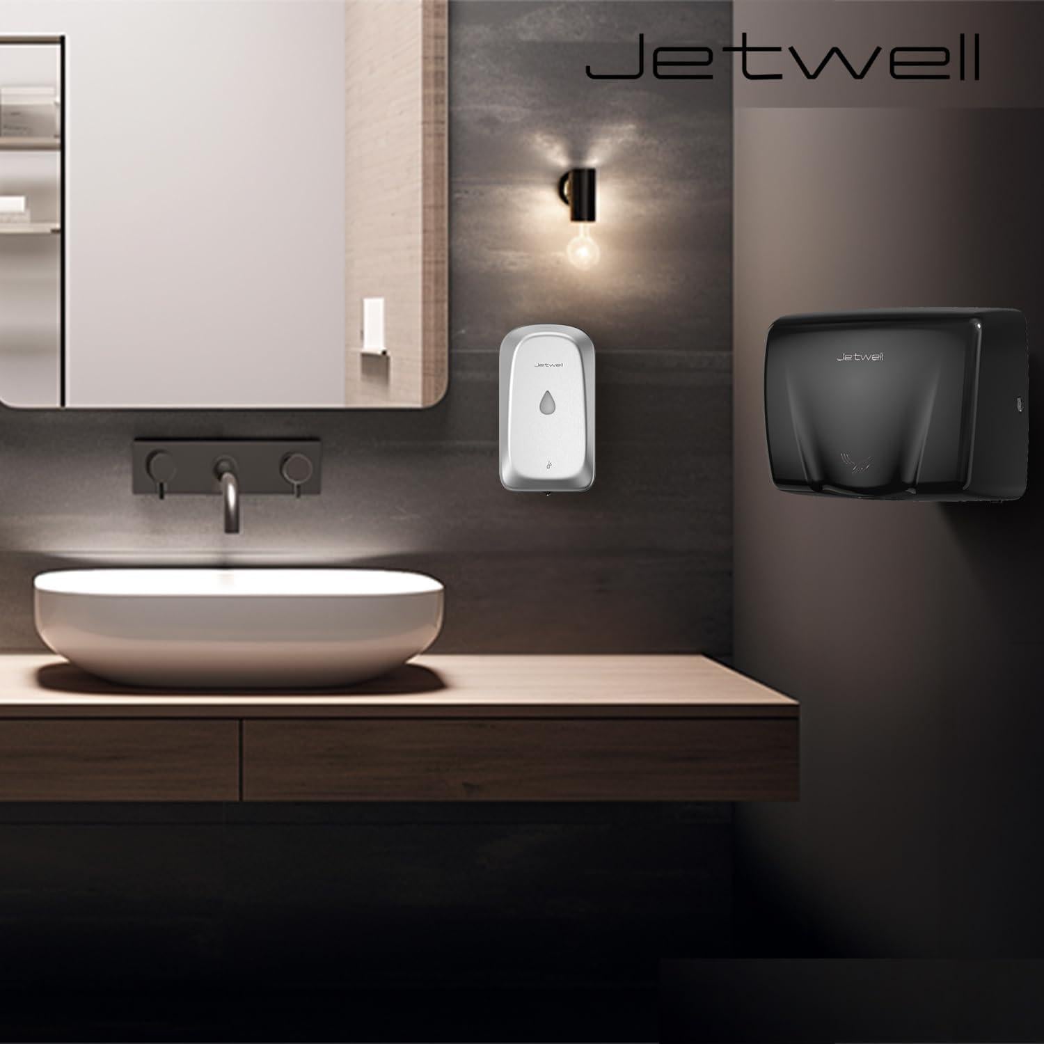 Secador de Manos Automático JETWELL JW2803 Negro - Acero Inoxidable