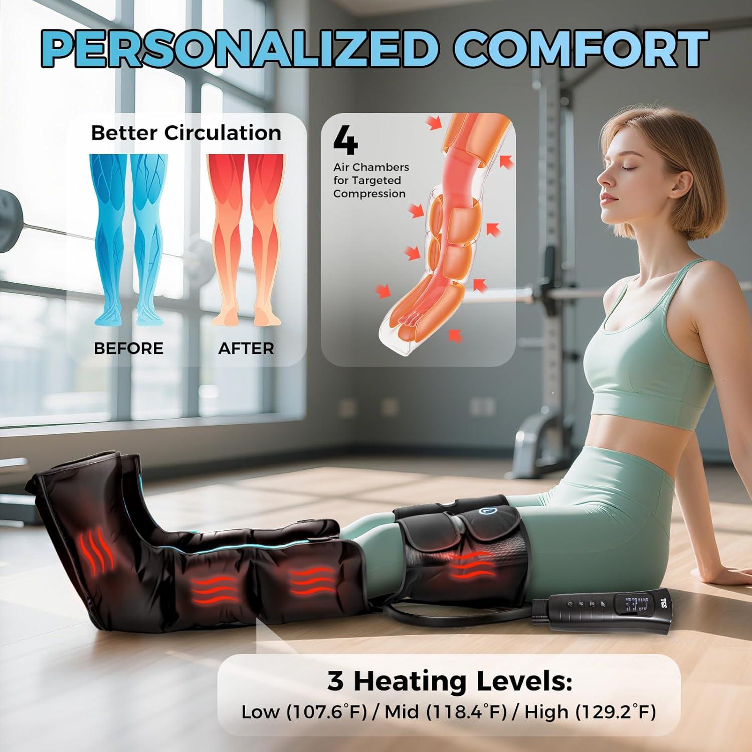 Masajeador de Piernas Hunan TGS FE-7204B con Calor y Compresión