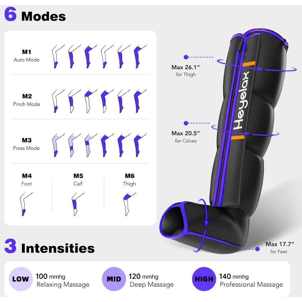 Masajeador de Piernas Heyelax Grande para Circulación y Alivio