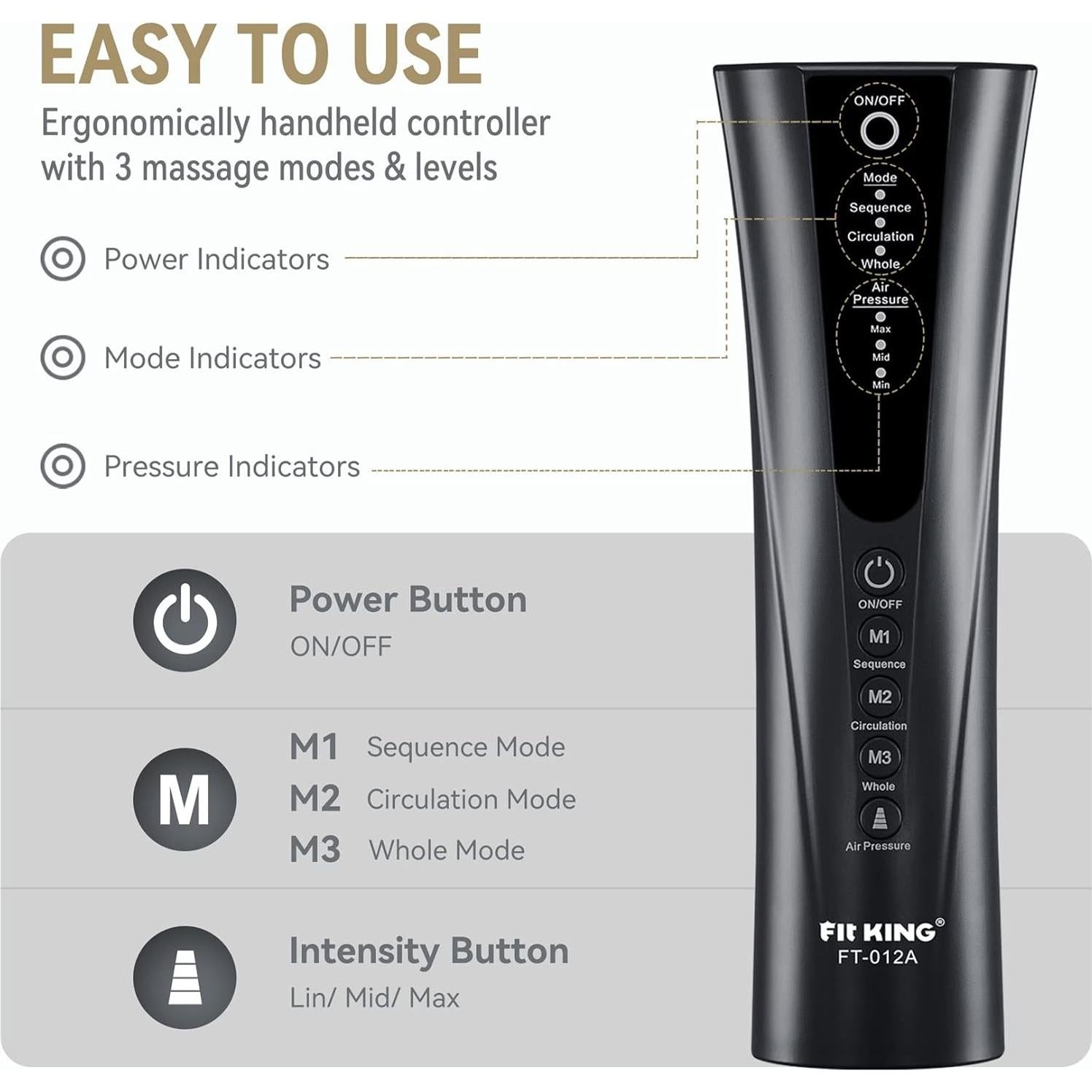 Masajeador de Pies y Piernas FIT KING FT-012A 3 Modos 3 Intensidades