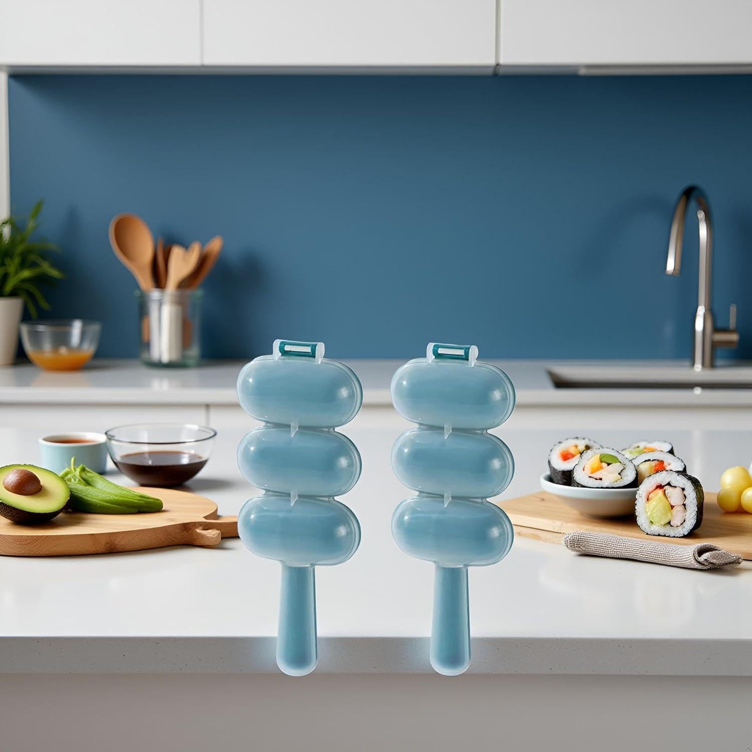 Kit de Moldeadores de Bolas de Arroz Htppzjr - 2 Piezas Azul