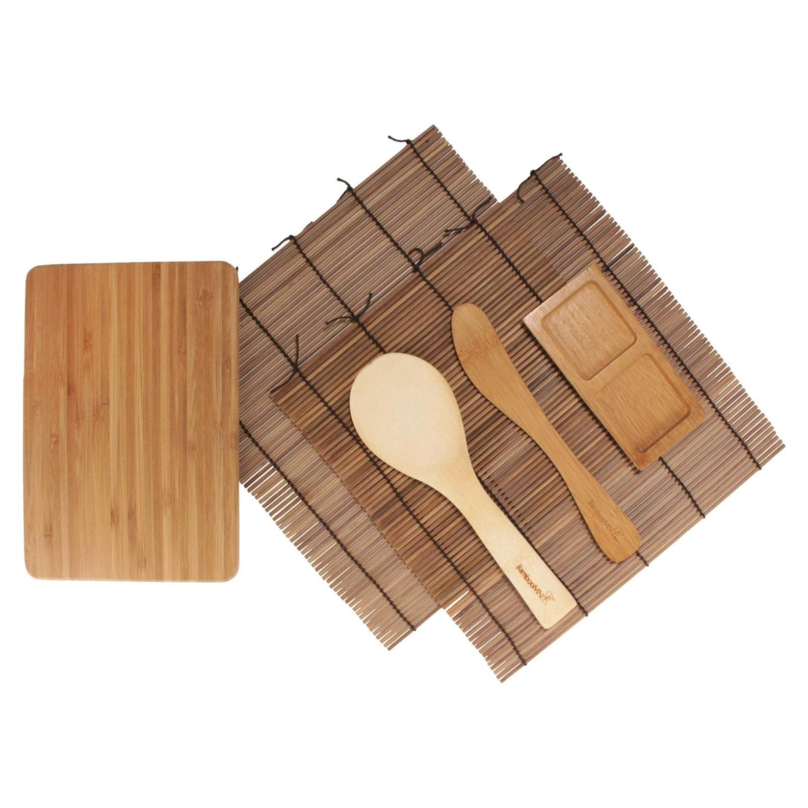 Kit de Hacer Sushi BambooMN - 13 Piezas de Bambú Carbonizado