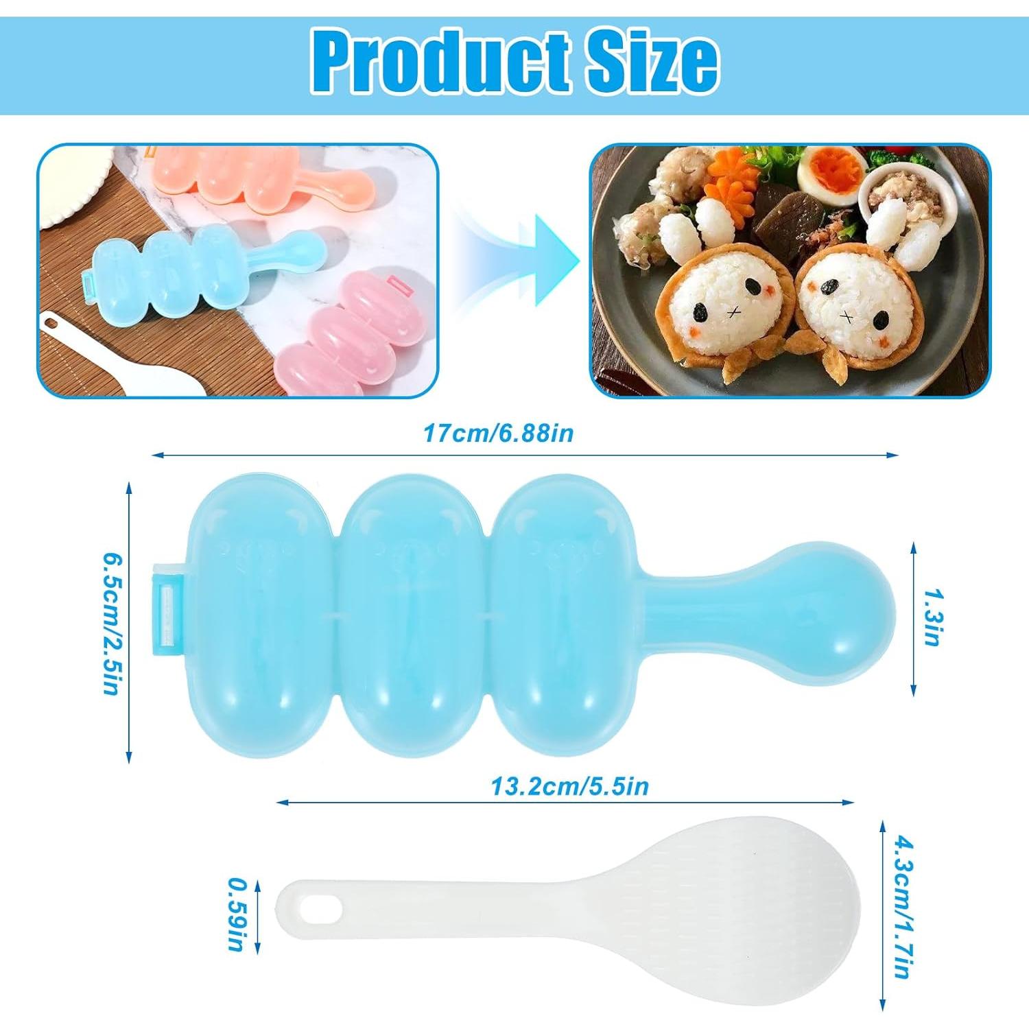 Molde de arroz 3 PCS Larrel, prensa de musubi DIY, colores variados