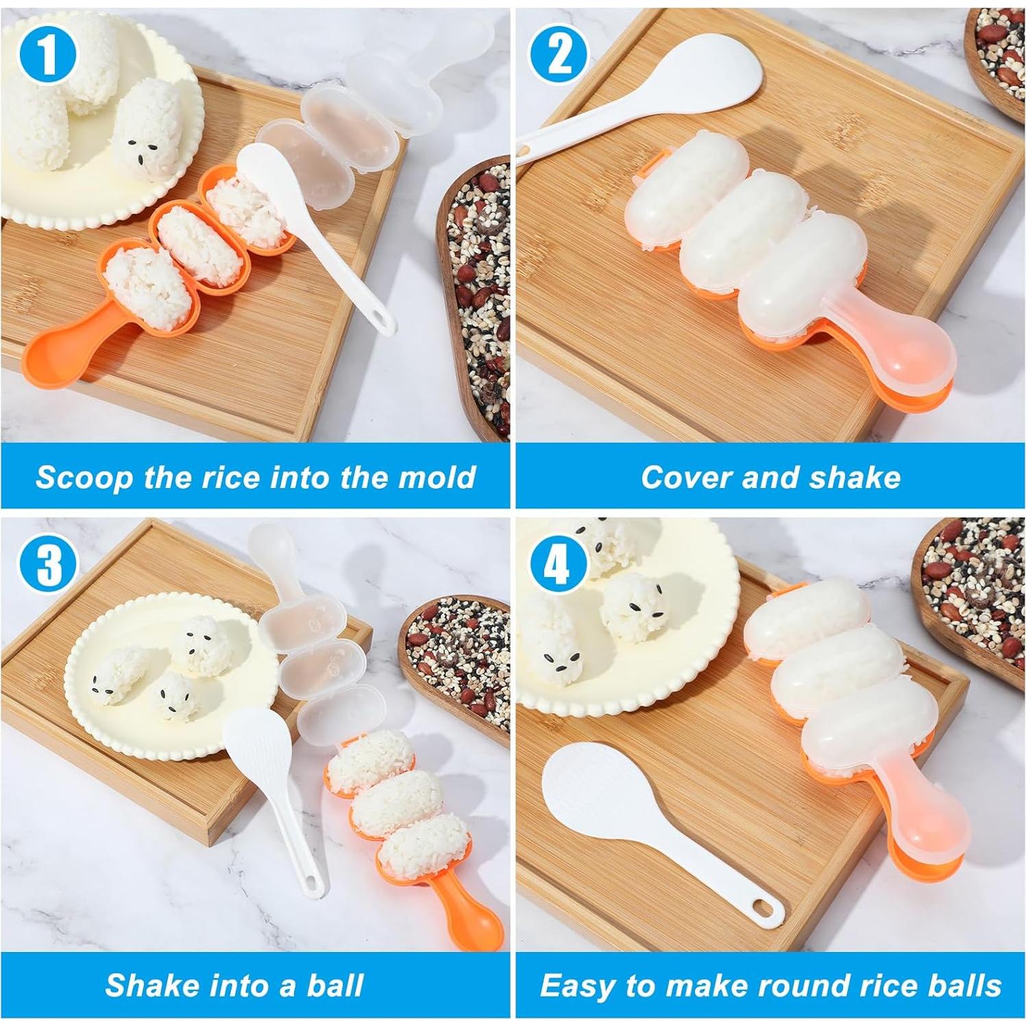 Molde de arroz 3 PCS Larrel, prensa de musubi DIY, colores variados