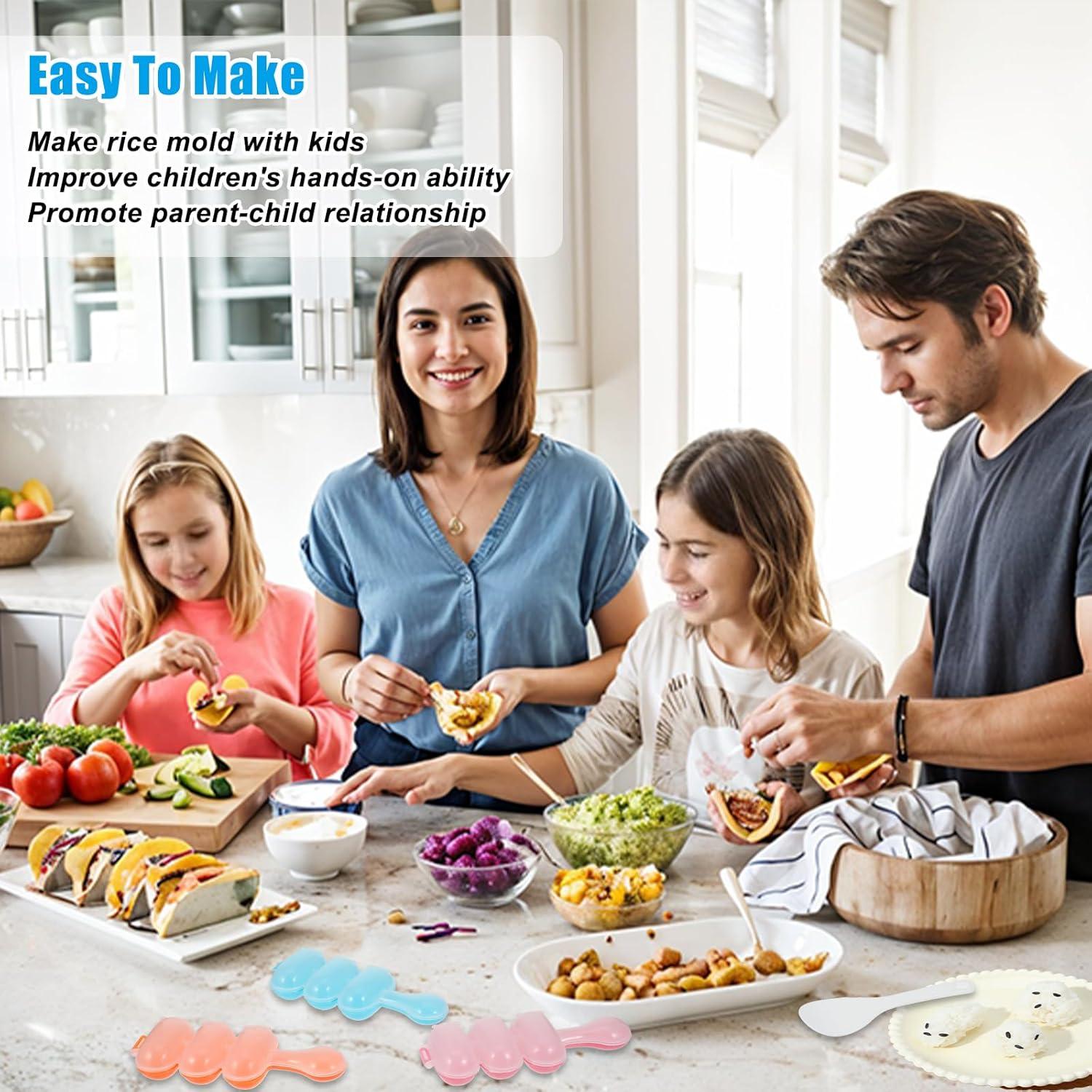 Molde de arroz 3 PCS Larrel, prensa de musubi DIY, colores variados