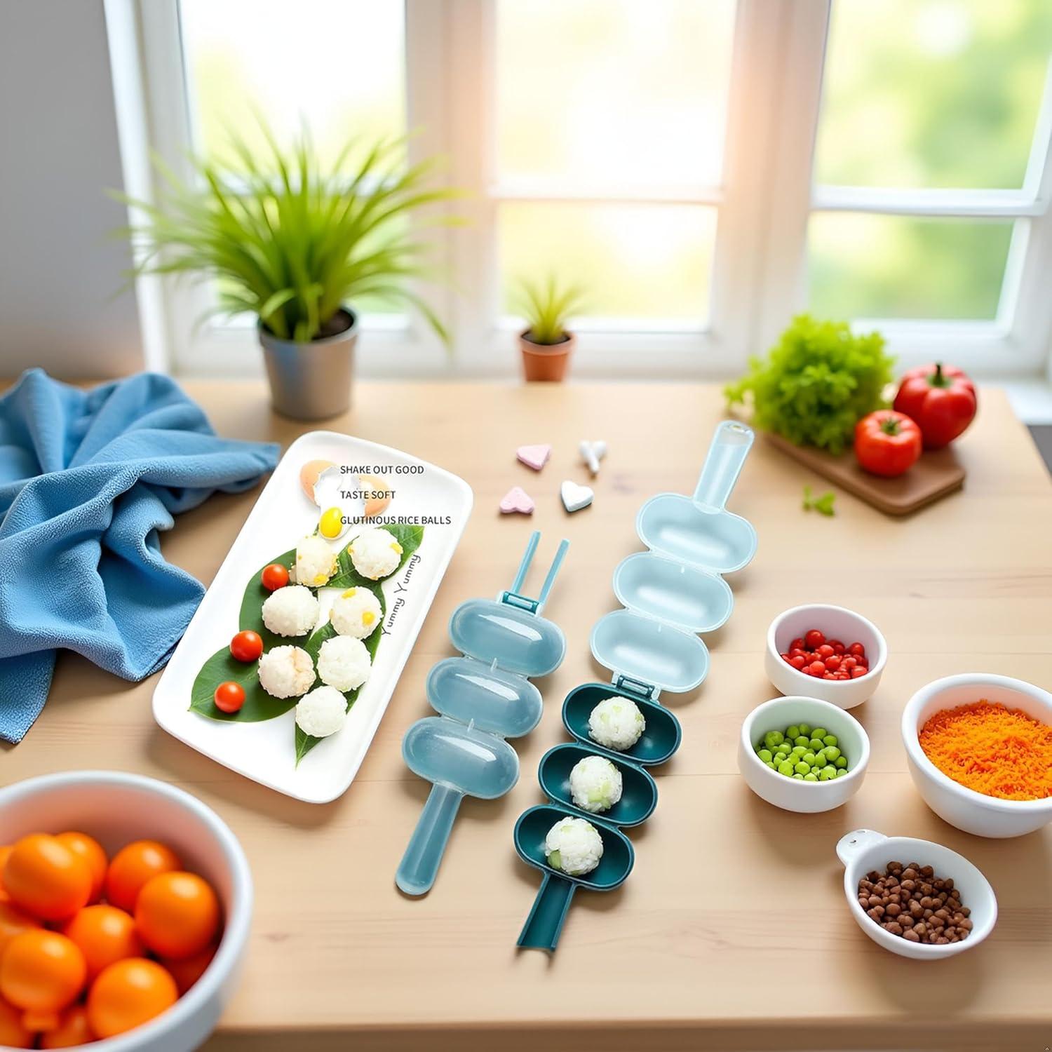 Juego de 2 Moldes para Bolas de Arroz BWESOO Verde