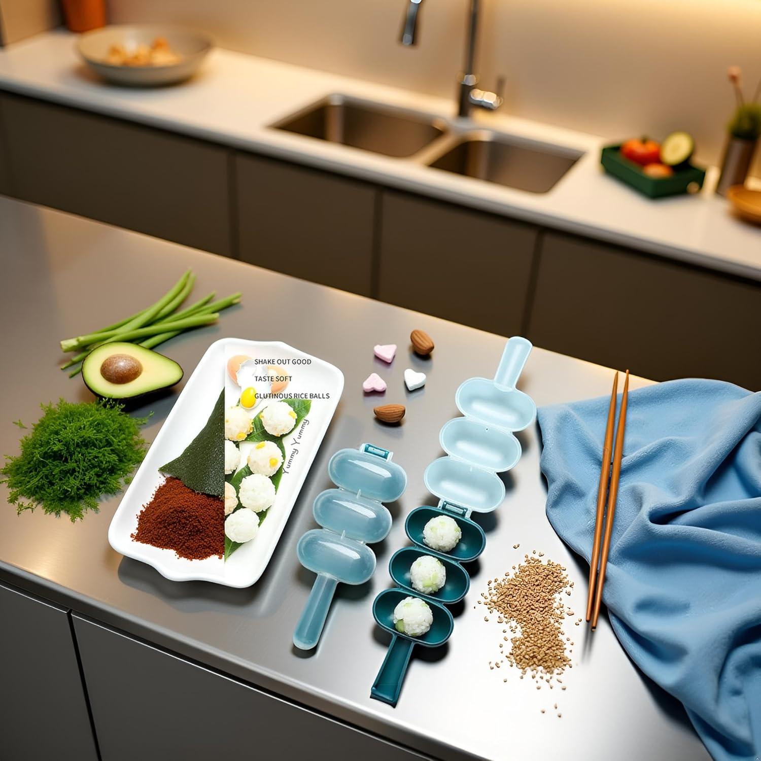 Juego de 2 Moldes para Bolas de Arroz BWESOO Verde