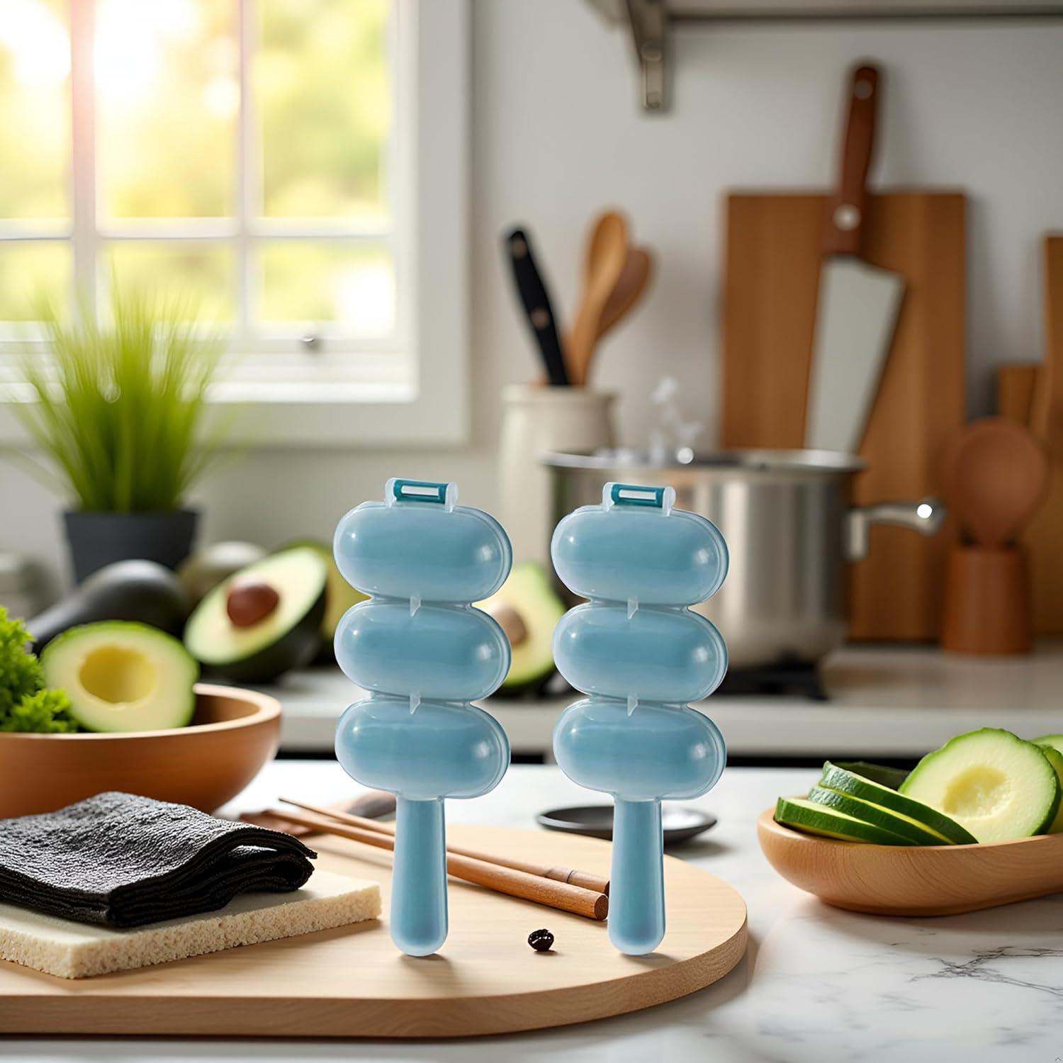 Juego de 2 Moldes para Bolas de Arroz Jizlan Azules