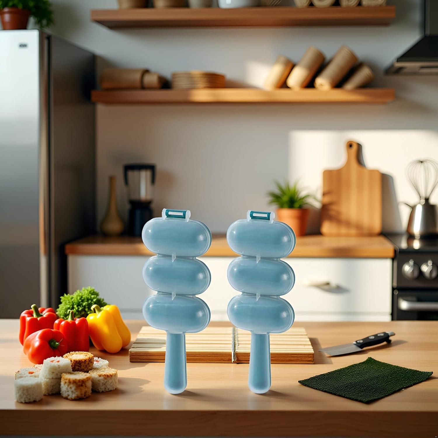 Juego de 2 Moldes para Bolas de Arroz Jizlan Azules