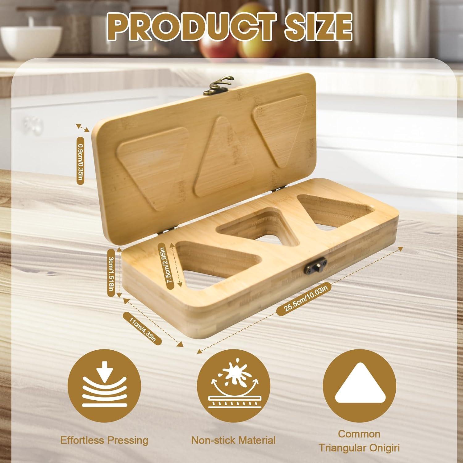 Molde de Onigiri de Bambú Handbanary 3 Cavidades 25.4 cm