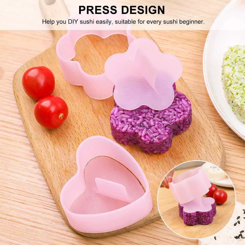Kit de Moldes para Sushi Onigiri LIOUCBD - 4 Piezas Rosa