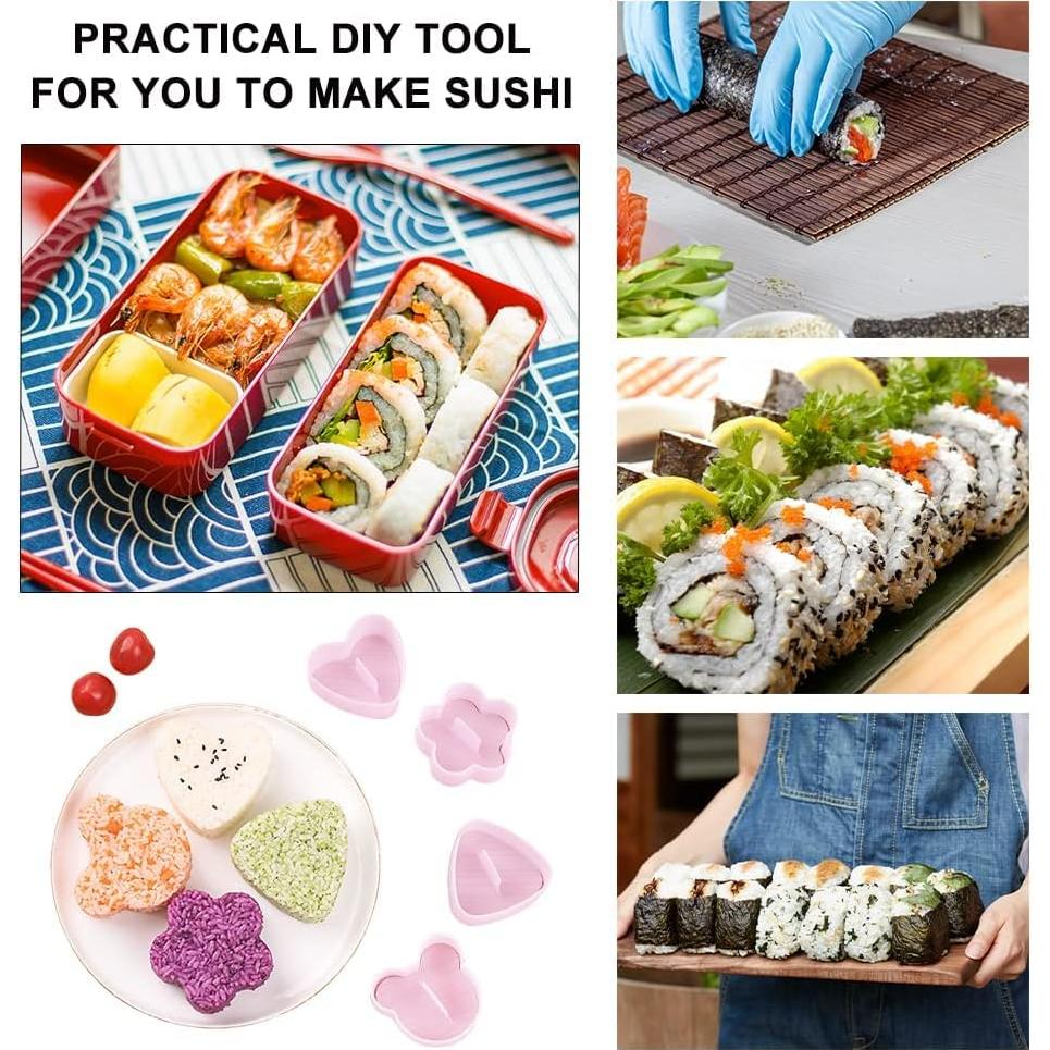 Kit de Moldes para Sushi Onigiri LIOUCBD - 4 Piezas Rosa