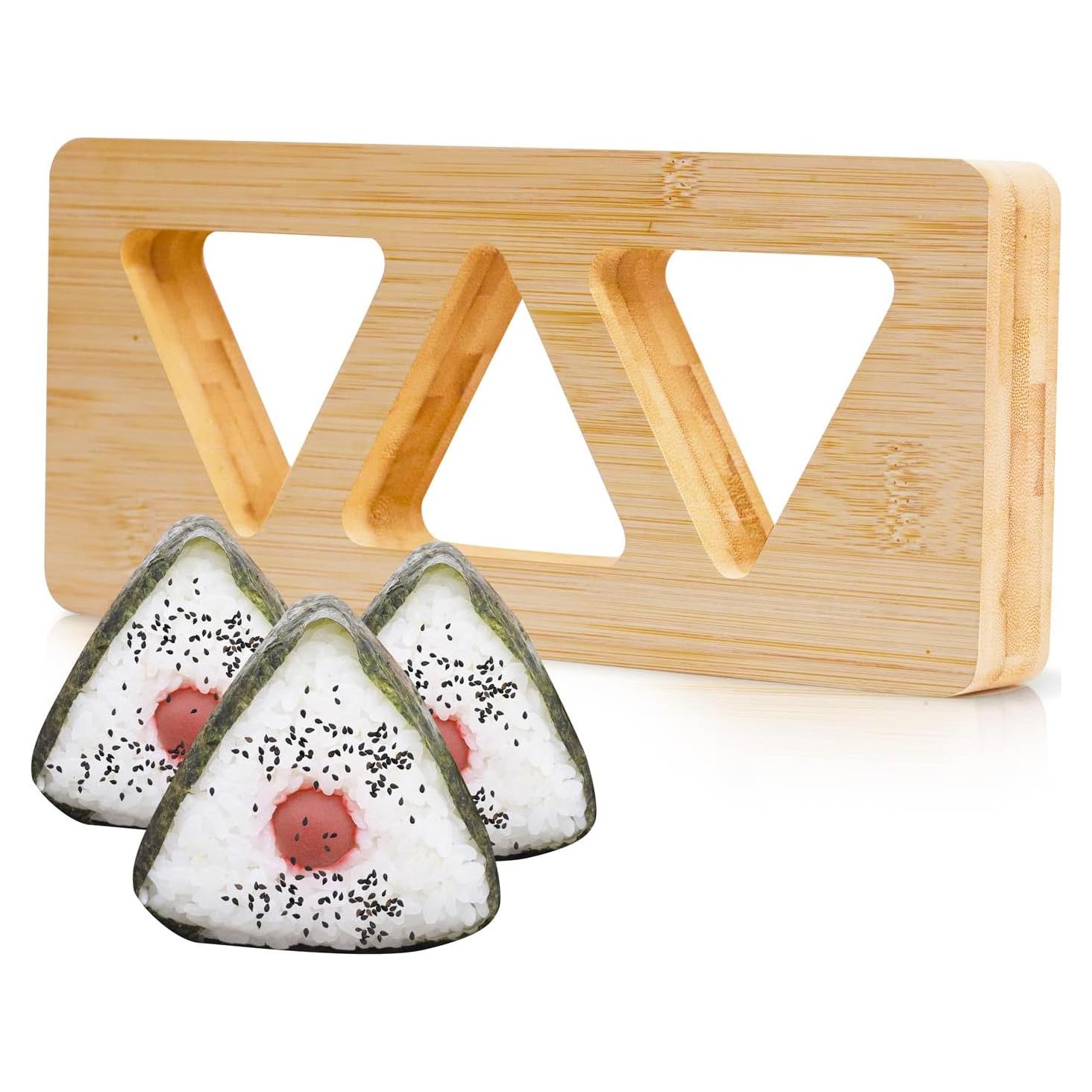 Molde de Onigiri de Madera de Bambú CIYRULL 3 en 1 para Bento