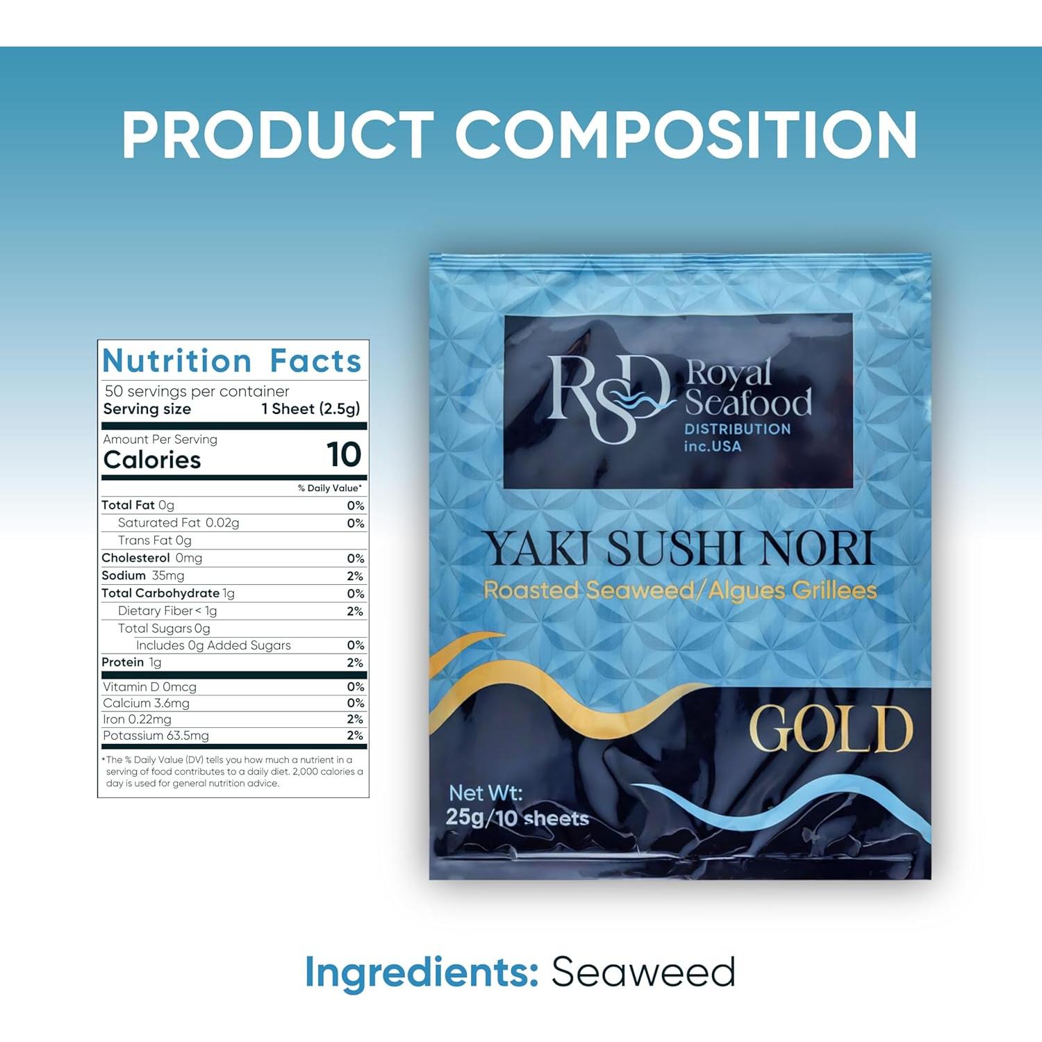 Hojas de Alga Nori Tostadas Premium RSF - 10 Hojas 25g - Orgánico