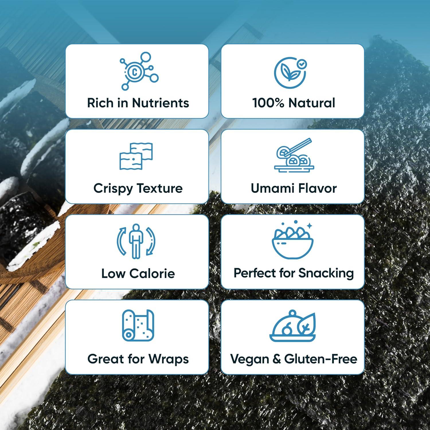 Hojas de Alga Nori Tostadas Premium RSF - 10 Hojas 25g - Orgánico