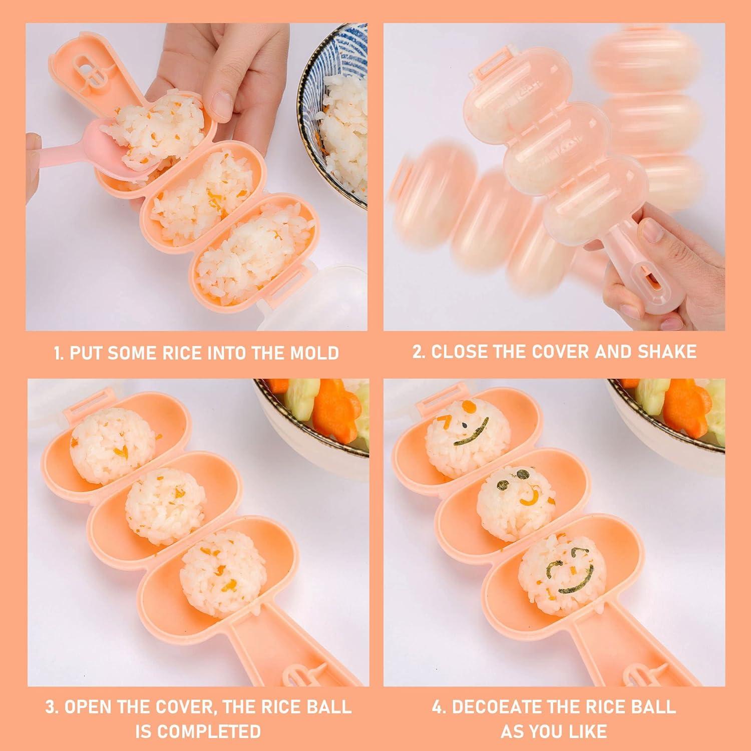 Juego de Moldes para Bolas de Arroz FUNGYAND - 2 Piezas, Rosa