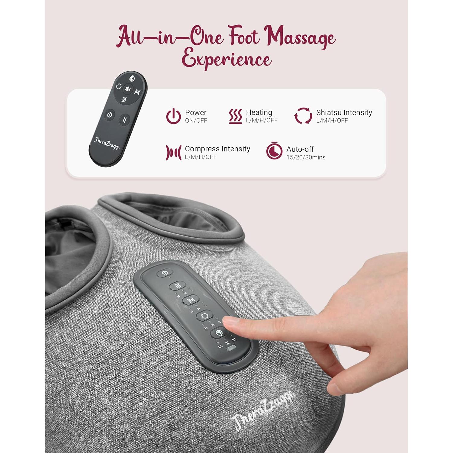 Masajeador de pies THERAZZAGGE TZ-E425 con calor y compresión