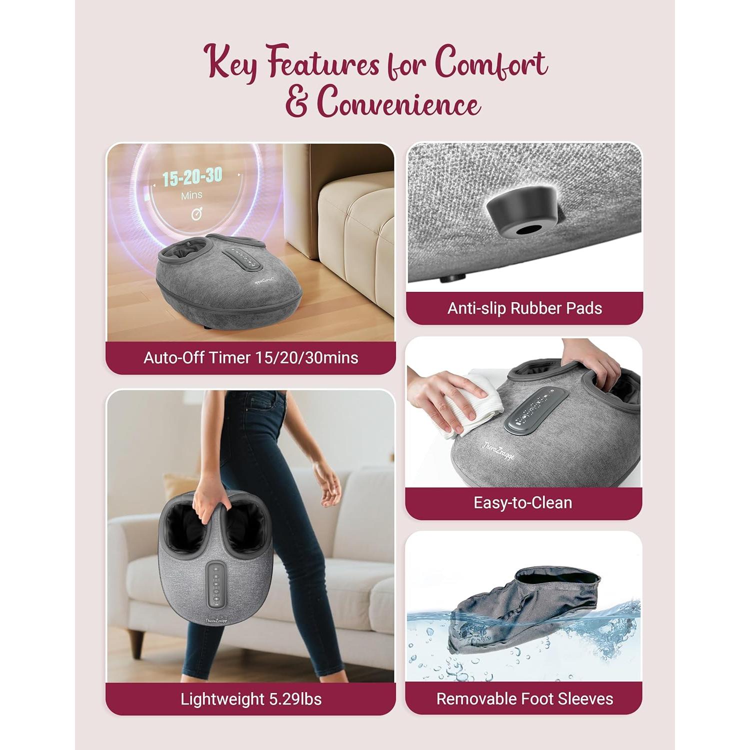 Masajeador de pies THERAZZAGGE TZ-E425 con calor y compresión