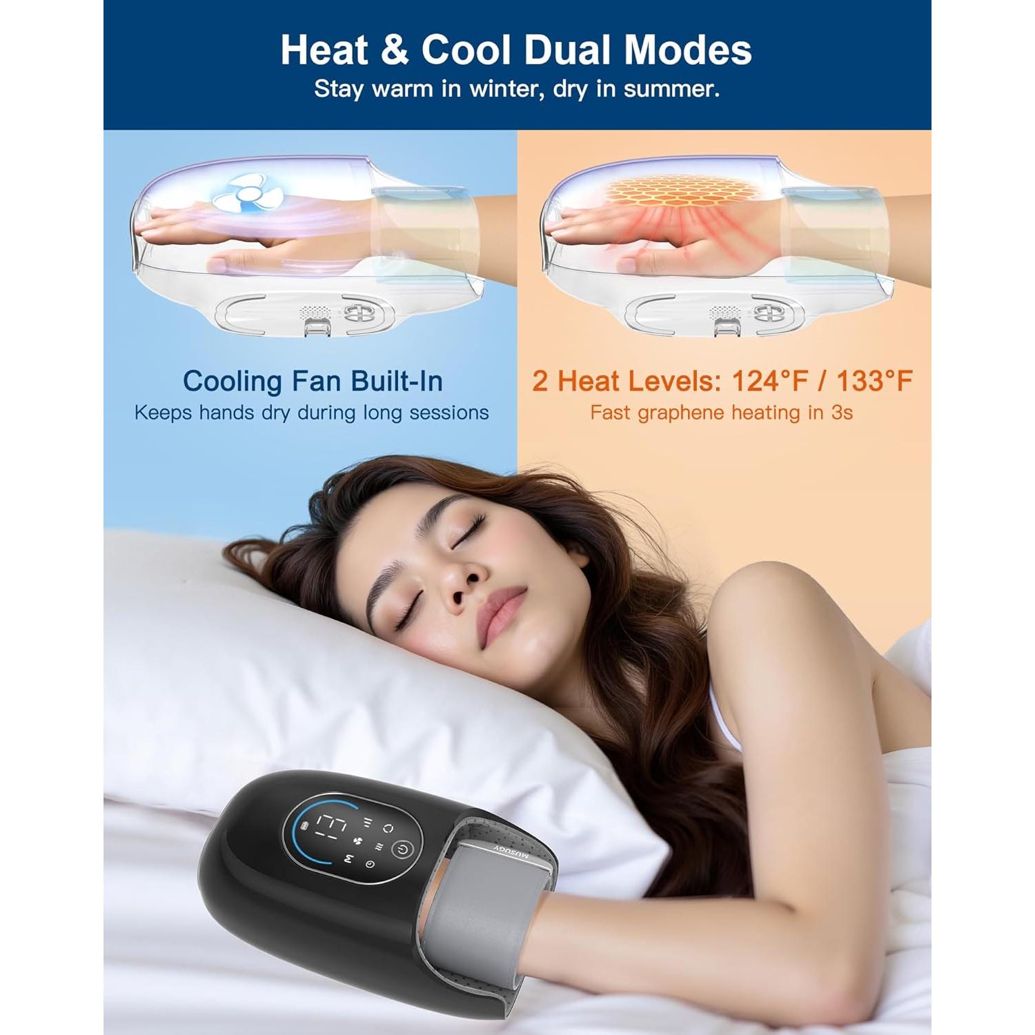 Masajeador de Manos Musugy con Calor y Compresión - 6 Modos