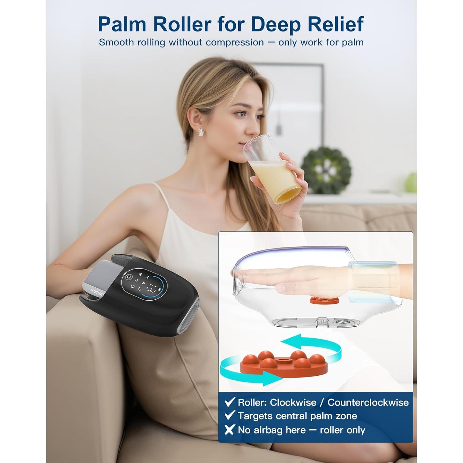 Masajeador de Manos Musugy con Calor y Compresión - 6 Modos