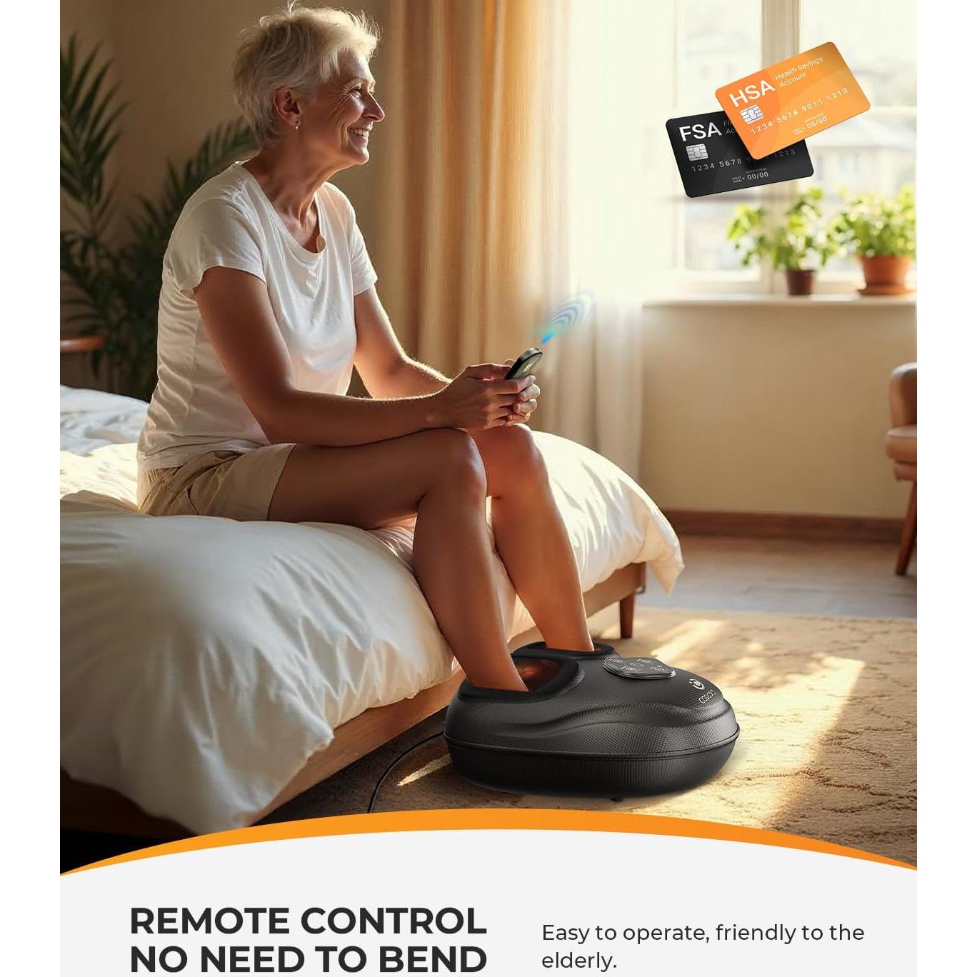 Masajeador de pies CooCoCo con calor y control remoto - Alivio para fascitis plantar