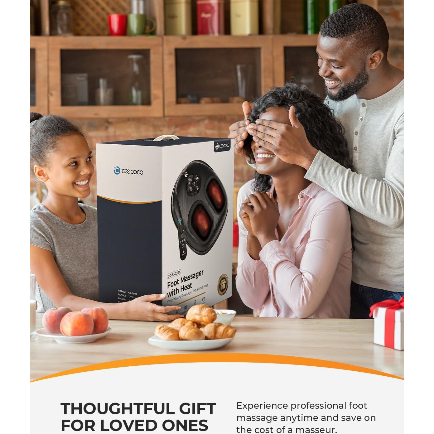 Masajeador de pies CooCoCo con calor y control remoto - Alivio para fascitis plantar